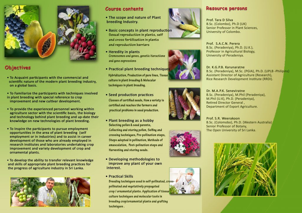 Short course in Plant Breeding Techniques – Faculty of Natural Sciences