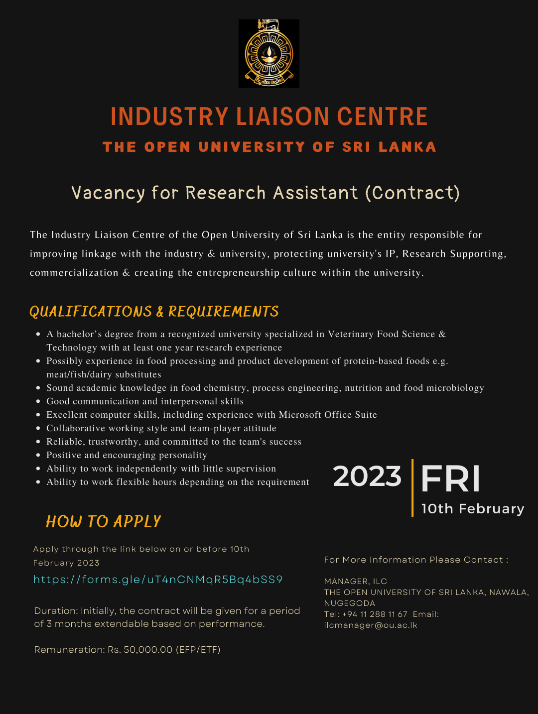 research assistant vacancy usm