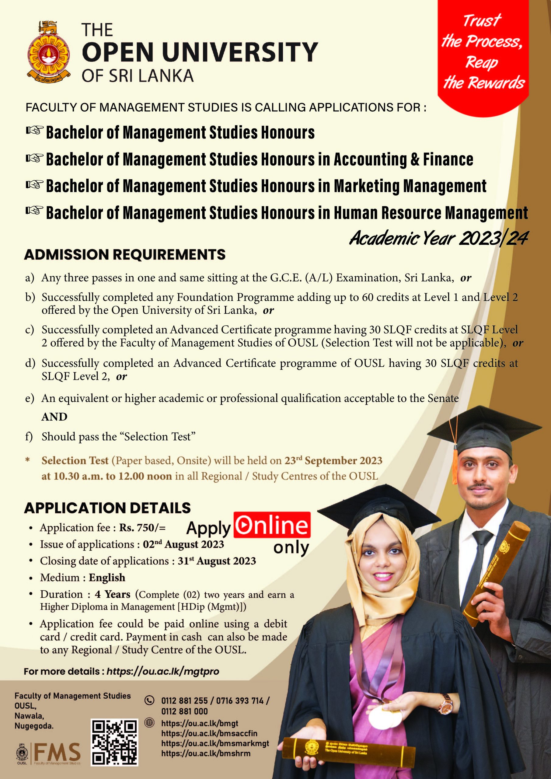 bachelor of management with honours